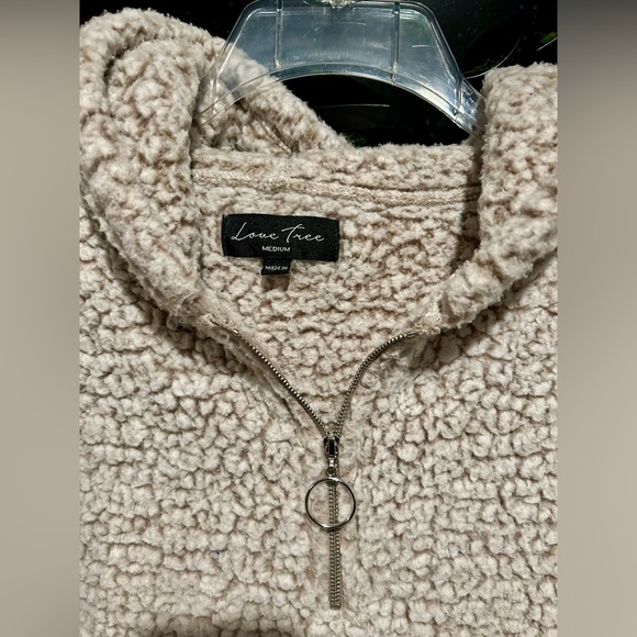 Love Tree Cream Long-crop, Half-zip, and Cozy Fleece Pullover/ size M - Picture 4 of 9
